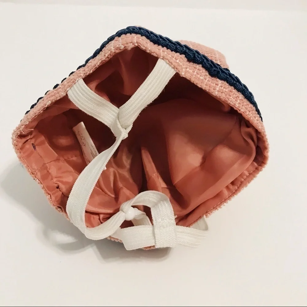 New! Bond & Co Pet Dog Pink Tweed Beanie Pompom Hat